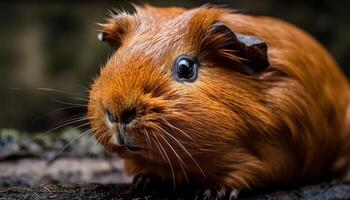 flauschige Guinea Schwein schnüffelt zum Essen draußen generiert durch ai foto