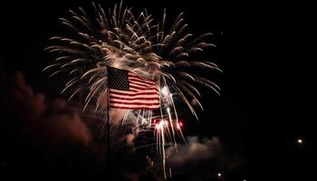 Freiheit feiern mit Star spangled Feuerwerk Anzeige generiert durch ai foto