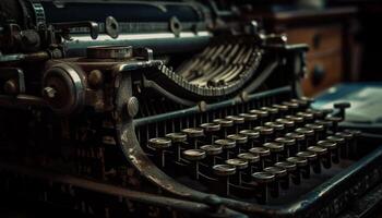 obsolet metallisch Maschinen, ein alt gestaltet Schreibmaschine generiert durch ai foto