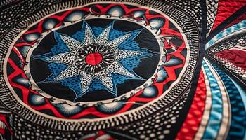 aufwendig Mandala Design auf beschwingt Seide Hintergrund generiert durch ai foto