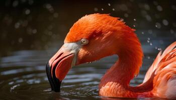 Herrlich Gefieder multi farbig Schnabel, Rosa Auge amerikanisch Flamingo generiert durch ai foto