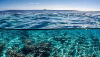 transparent Wasser offenbart Schönheit im Natur unten generiert durch ai foto