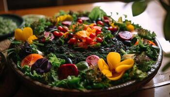frisch, gesund Salat organisch Vegetarier Gourmet Mahlzeit generiert durch ai foto