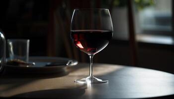 Luxus Wein Flasche Gießen rot Cabernet Sauvignon generiert durch ai foto