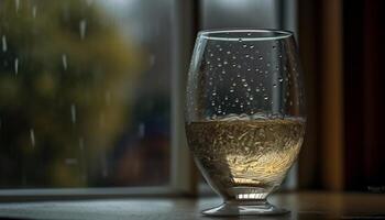 Luxus Whiskey Glas spiegelt elegant Feier Atmosphäre generiert durch ai foto