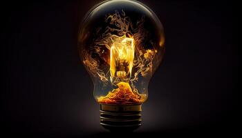 hell Wolfram Glühfaden Zünden glühend elektrisch Lampe generiert durch ai foto