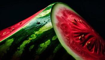 saftig Wassermelone Scheibe, Frische von Sommer- Schönheit generiert durch ai foto