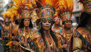 traditionell Festival feiert einheimisch Kultur mit Tanzen Parade generiert durch ai foto