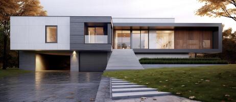 modern Haus Design. Illustration ai generativ foto