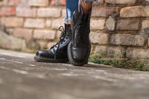 wasserdichte Stiefel schwarze Kampfstiefel foto