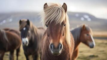 das isländisch Pferd kann Sein ein Rasse von Pferd gemacht im Island. Nahansicht isländisch Rosse. kreativ Ressource, ai generiert foto