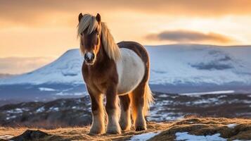 das isländisch Pferd kann Sein ein Rasse von Pferd gemacht im Island. kreativ Ressource, ai generiert foto