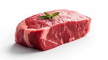 roh Rindfleisch Steak isoliert auf Weiß Hintergrund. oben Sicht. eben legen. generativ ai foto