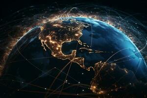 global Netzwerk Verbindungen Über das Globus 3d Rendern Elemente von diese Bild möbliert durch NASA foto