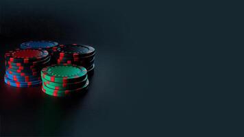 Stapel von realistisch bunt Poker Chips oder Glücksspiel Token zum Kasino Spiel. Wetten auf ein besser finanziell Zukunft, generativ ai Technologie. foto