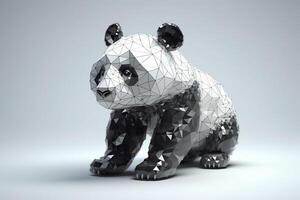 niedrig poly Origami Panda isoliert auf Weiß Hintergrund. 3d Rendern generativ ai foto