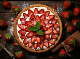 Erdbeere Torte. Illustration ai generativ foto