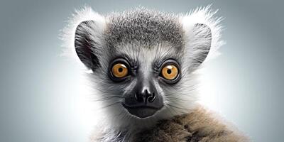 ai generiert. ai generativ. Foto Illustration von Baby Gesicht Lemur Madagaskar afrikanisch Tier. Grafik Kunst