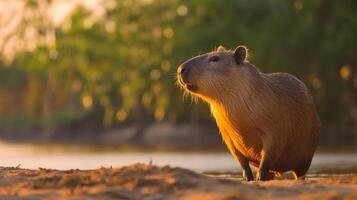 süß Capybara im Natur. Illustration ai generativ foto