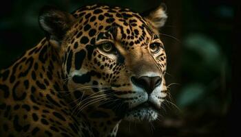 majestätisch groß Katze starren im afrikanisch Wildnis generiert durch ai foto