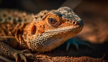 Gecko kriecht auf Ast im Wald generiert durch ai foto