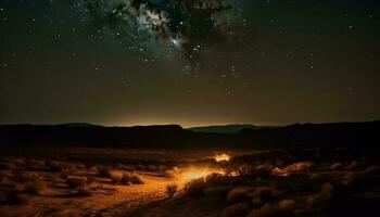 glühend Star Weg leuchtet majestätisch Berg Gipfel generiert durch ai foto