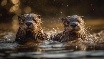 süß Siegel suchen beim Kamera unter Wasser spielerisch generiert durch ai foto