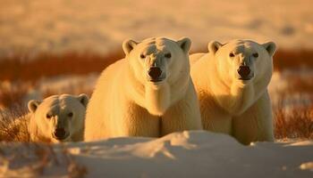 flauschige Arktis Säugetiere spielen im das Schnee generiert durch ai foto