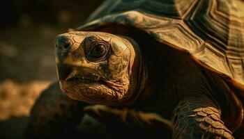 Riese Schildkröte kriecht langsam mit Vertrauen generiert durch ai foto