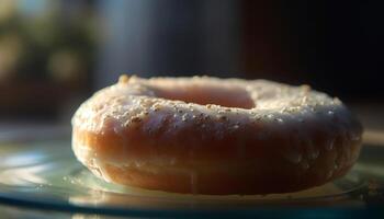 frisch gebacken Krapfen mit Schokolade Glasur Genuss generiert durch ai foto