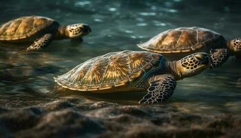 schleppend Habichtschnabel Schildkröte Schwimmen im still Maui generiert durch ai foto