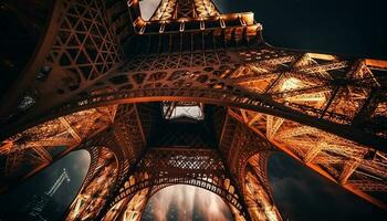 Eiffel Turm majestätisch Stahl von Französisch Kultur generiert durch ai foto
