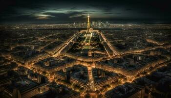 majestätisch Stadt Horizont beleuchtet durch Dämmerung Triumph generiert durch ai foto