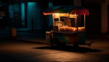 Stadt Leben beim Dämmerung Essen Straße Essen generiert durch ai foto