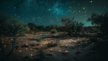 milchig Weg leuchtet dunkel Natur Landschaft Abenteuer generiert durch ai foto