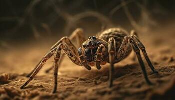behaart Spinne Bein kriecht auf Blatt Hintergrund generiert durch ai foto