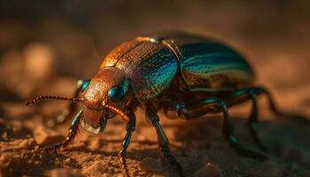 klein Rüsselkäfer kriechen auf Grün Blatt Oberfläche generiert durch ai foto