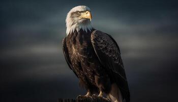 majestätisch kahl Adler fliegend mit konzentriert Schnabel generiert durch ai foto