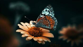 beschwingt Schmetterling bestäubt Gelb Gänseblümchen im Frühling generiert durch ai foto