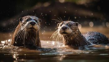 süß Siegel suchen beim Kamera unter Wasser im Winter generiert durch ai foto