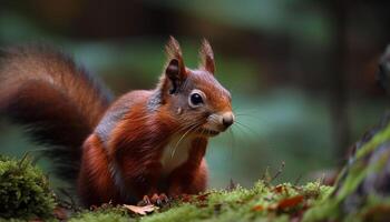 flauschige grau Eichhörnchen Essen auf Baum Ast generiert durch ai foto