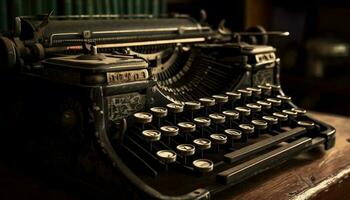 alt gestaltet Schreibmaschine Typen metallisch Briefe auf Papier generiert durch ai foto