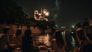 Silhouetten von Männer und Frauen feiern Spiritualität generiert durch ai foto