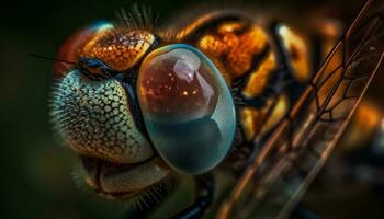 Gelb Biene Scharf Fokus auf Blume Pollen generiert durch ai foto