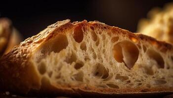 frisch gebacken brot, geschnitten und bereit zu Essen generiert durch ai foto