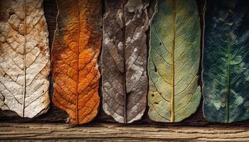 organisch Herbst Blätter im beschwingt multi farbig Muster generiert durch ai foto