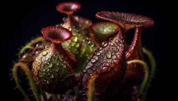 frisch Grün Blatt mit Tau im Makro generiert durch ai foto