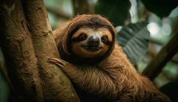 einer Lemur Sitzung auf Zweig, suchen süß generiert durch ai foto