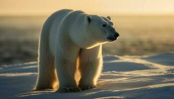 groß Arktis Säugetier Stehen im still Schneelandschaft generiert durch ai foto