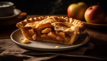 hausgemacht Apfel Kuchen, gebacken zu Perfektion generiert durch ai foto